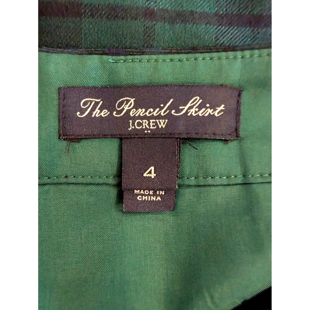 J.Crew Blackwatch Plaid Wool Blend Pencil Skirt Green Blue Size 4 Classic Fit - Picture 3 of 7